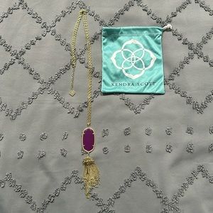 Kendra Scott Rayne Stone Tassel Pendant Necklace Purple Jade gem with dust bag
